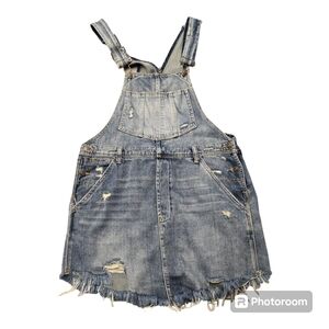 Free People/We the Free Baxter Medium Wash Distressed Denim Jumper Dress…